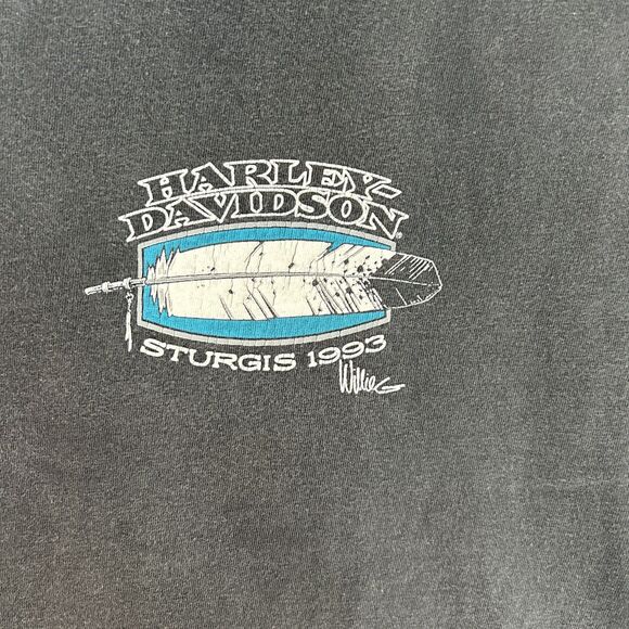 Vintage 1993 Harley Davidson Sturgis Men's XL T-shirt Hanes Beefy Tag - Willie G - Picture 2 of 9